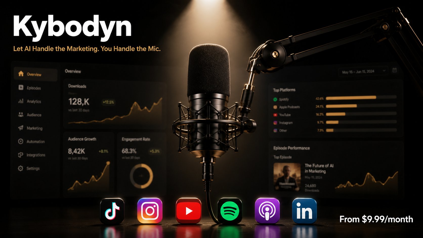 Kybodyn — Let AI handle the marketing. You handle the mic.